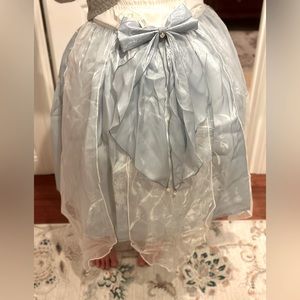 Gorgeous gray blue multi-layer satin jellyfish skirt with pearls organza lolita